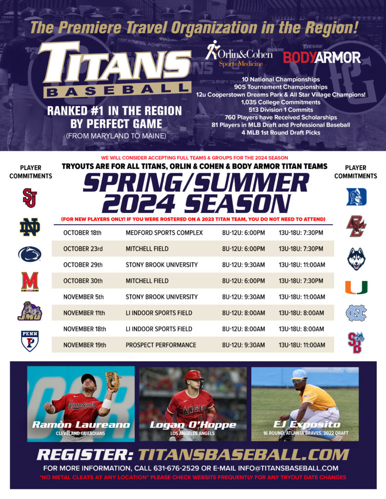 Events & Tryouts  Titan's Baseball