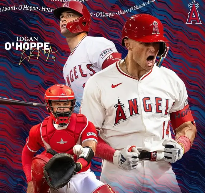 A collage of baseball players with the los angeles angels.