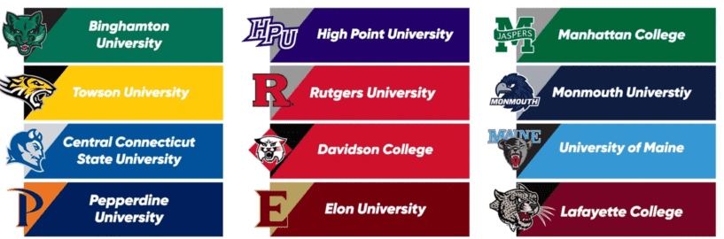 A group of four different universities with their names on them.